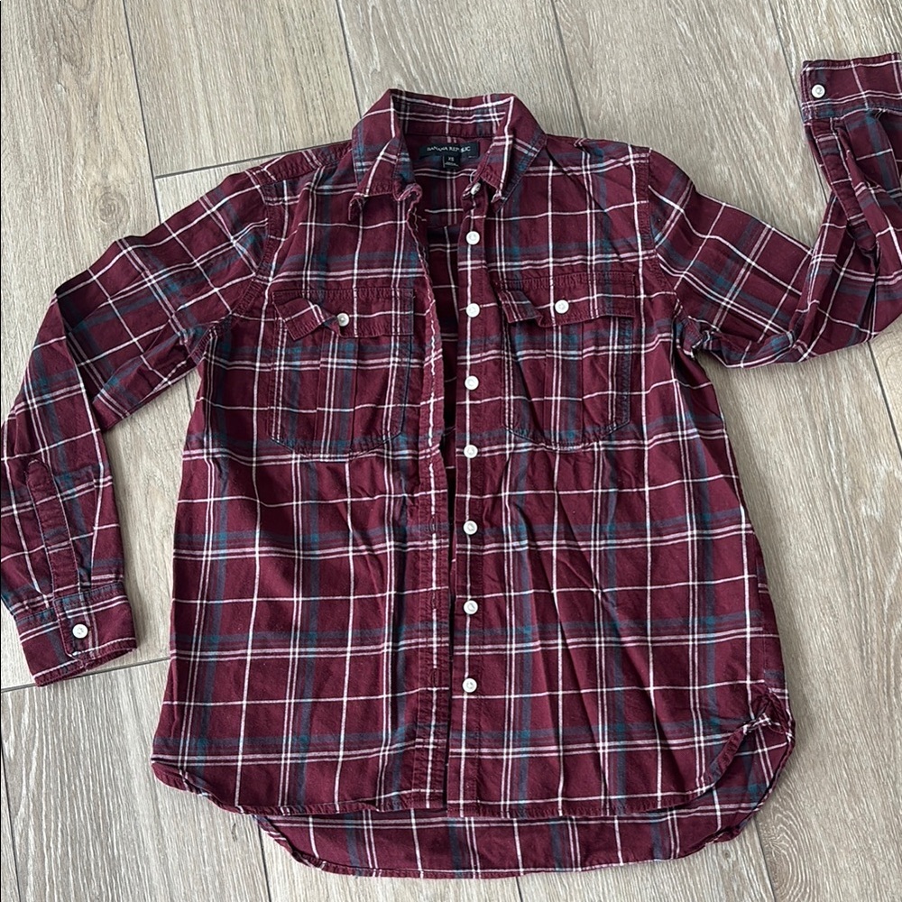 Red Plaid Button-Up Shirt